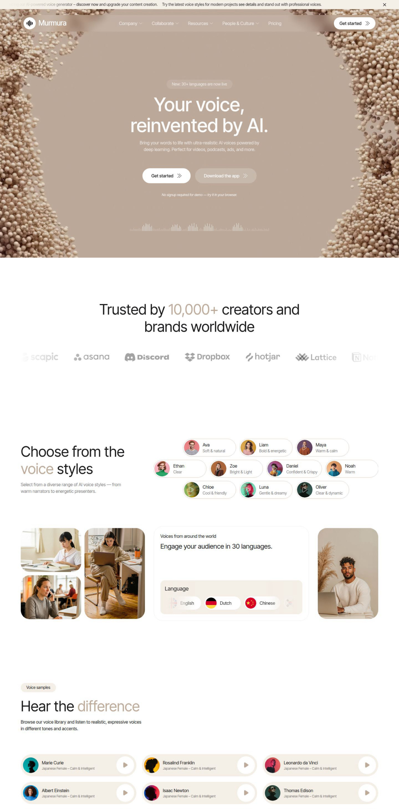 Murmura – AI Voice Generator Framer Template